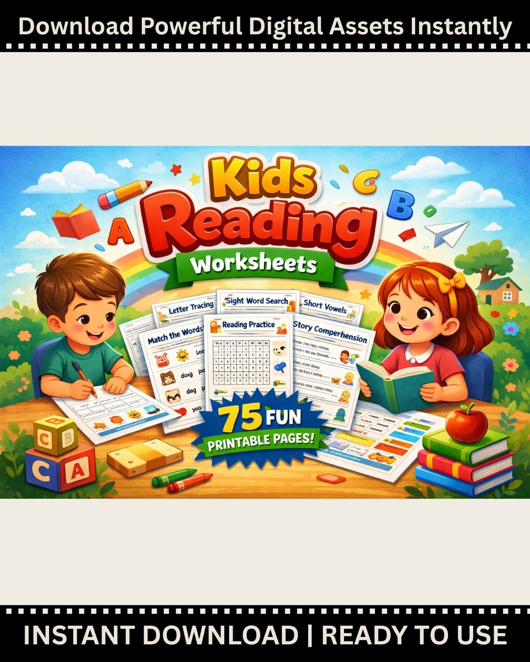 Reading Worksheets for Kids – 75 Printable Activities